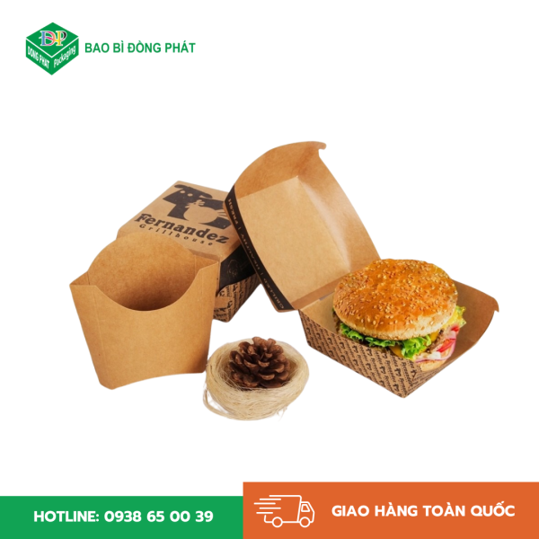 Hộp giấy hamburger kraft giá rẻ HCM.