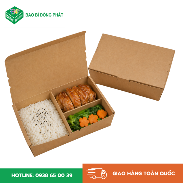 Hộp giấy Kraft đựng thức ăn có ngăn