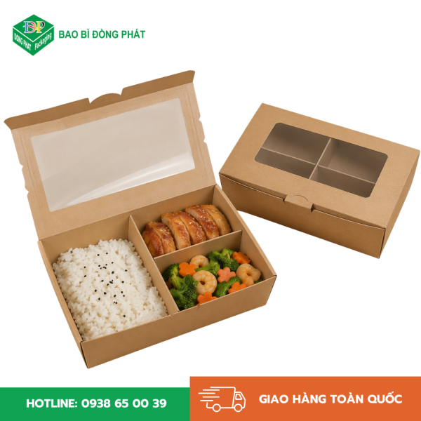 Hộp kraft đựng thức ăn có ngăn